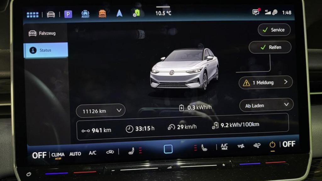 Datos obtenidos en la prueba con el Volkswagen ID.7 Pro S.