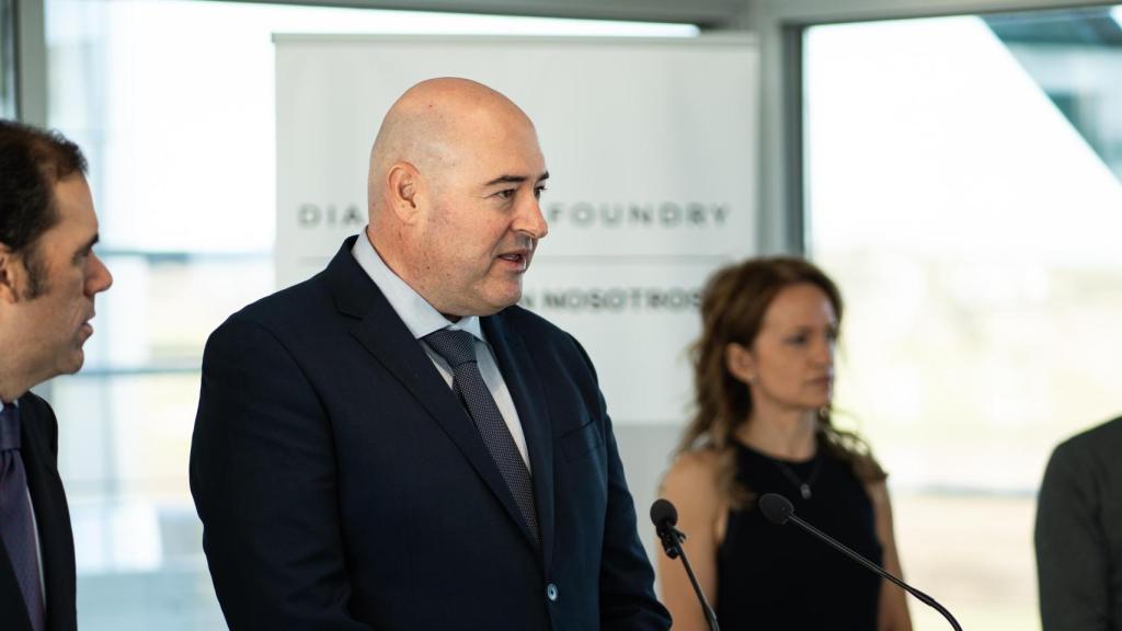 El director general de Diamond Foundry Europa, Antonio Córdova, durante una rueda de prensa celebrada en las instalaciones de la empresa en Trujillo.