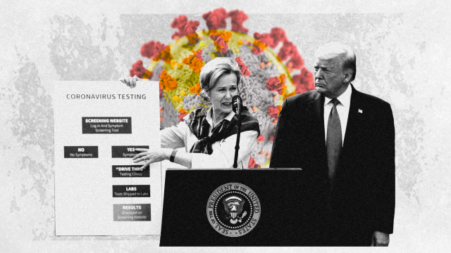 Donald Trump y Deborah Birx decretan la emergencia nacional ante la covid, el 13  de marzo de 2020. Montaje: Rubén Vique