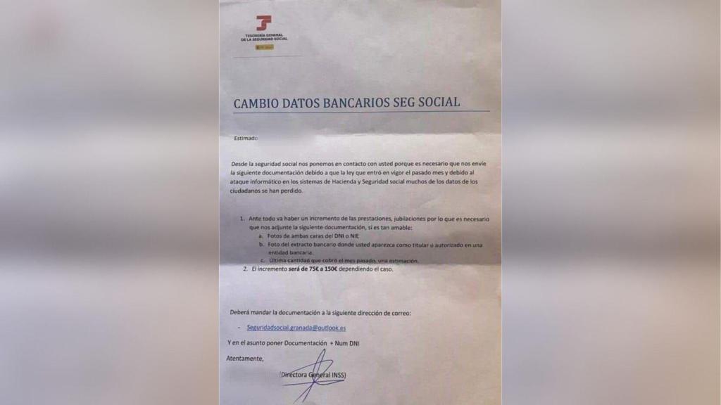 Imagen de la carta que llega a los domicilios.