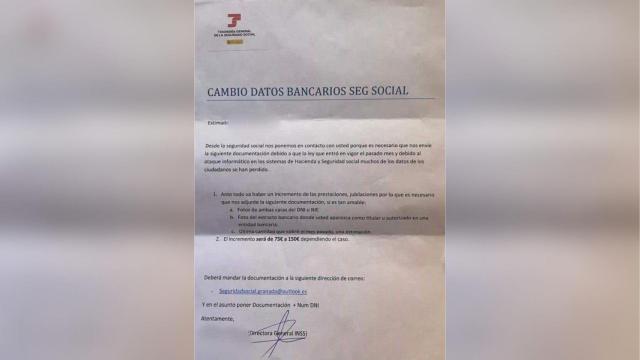 Imagen de la carta que llega a los domicilios.