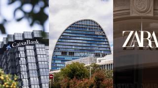 La sede de CaixaBank, la sede de BBVA y una tienda de Zara.