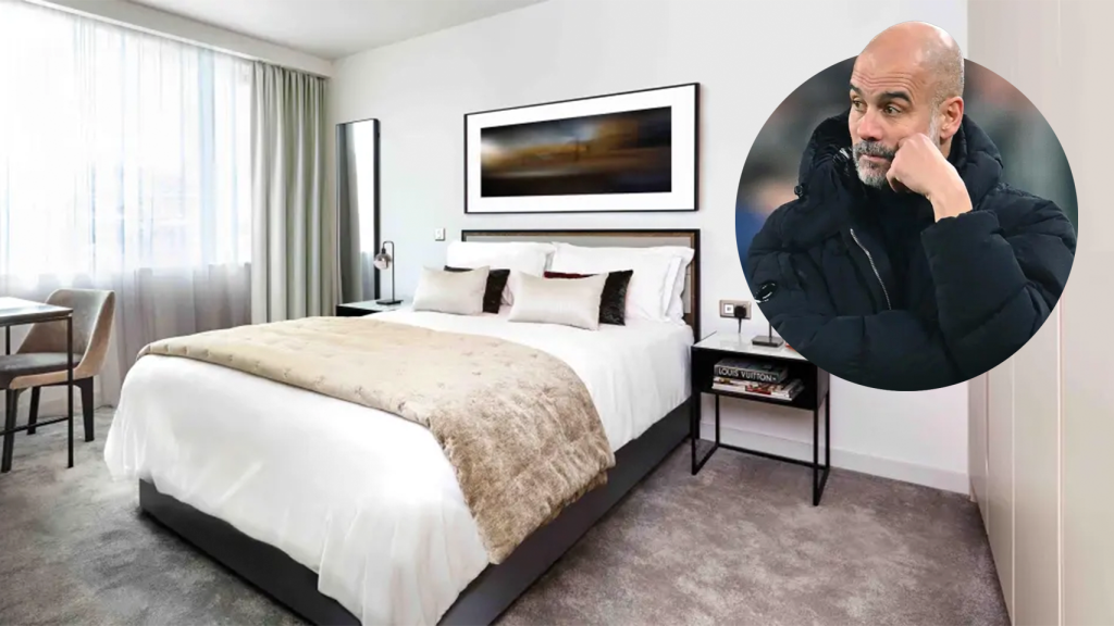 Pep Guardiola y una de las habitaciones del completo City Suites