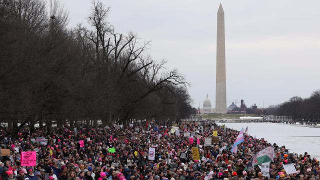 Varios miles de personas en 'la Marcha del Pueblo' en Washington, el 18 de enero de 2025.