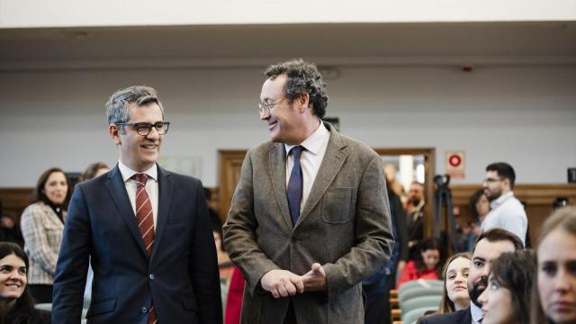 El ministro de la Presidencia, Félix Bolaños, junto al fiscal feneral del Estado, Álvaro García Ortiz, en el Centro de Estudios Jurídicos.