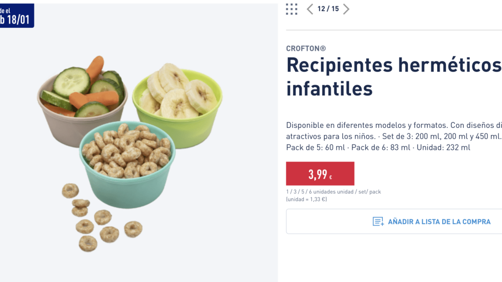 Recipientes herméticos infantiles.