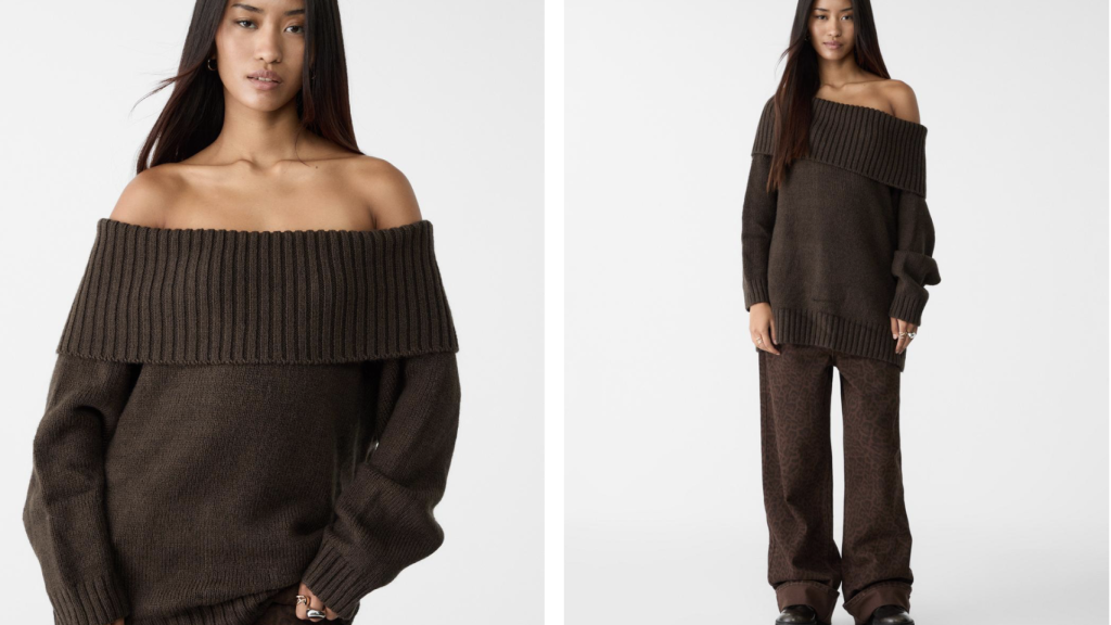 Jersey punto hombros decubiertos.