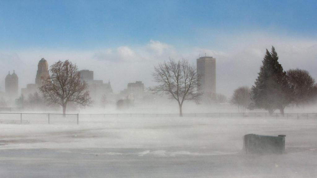 La ciudad de Buffalo bajo el vórtice polar.