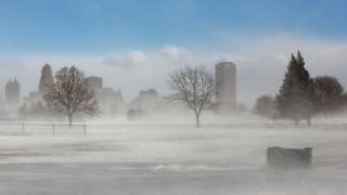 La ciudad de Buffalo bajo el vórtice polar.