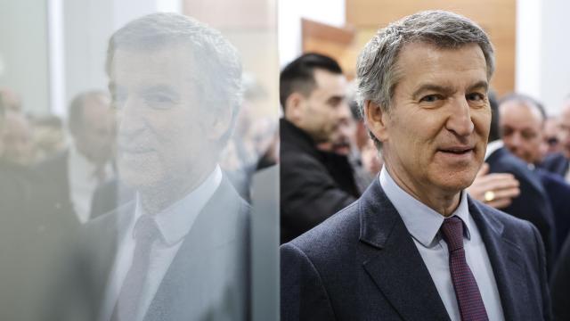 Alberto Núñez Feijóo, presidente del PP, este lunes, en un acto con empresarios valencianos.