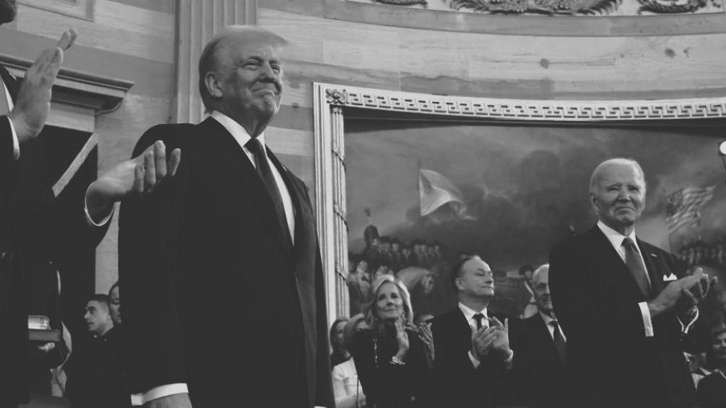 Donald Trump durante su toma de posesión este lunes.