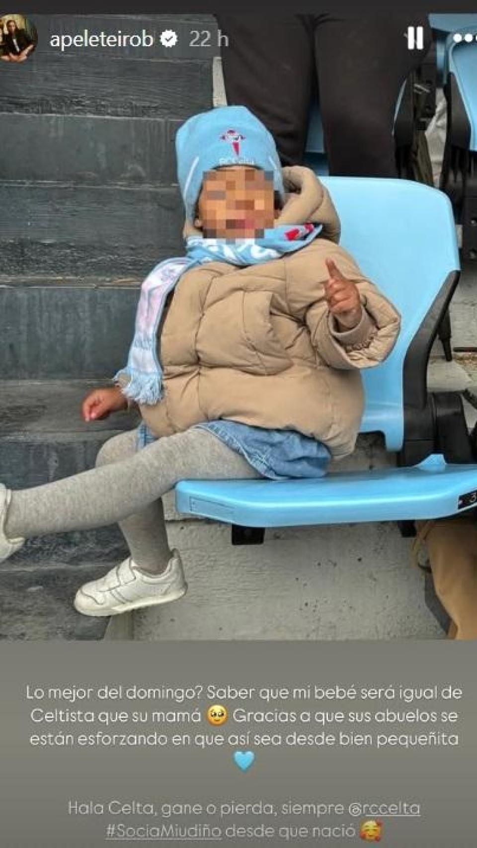 Imagen de la pequeña Lúa en Balaídos compartida en el perfil de Instagram de Ana Peleteiro.