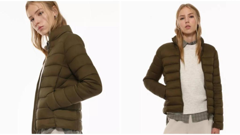 Cazadora básica acolchada ligera en tono kaki. Ref. 5813/314/533