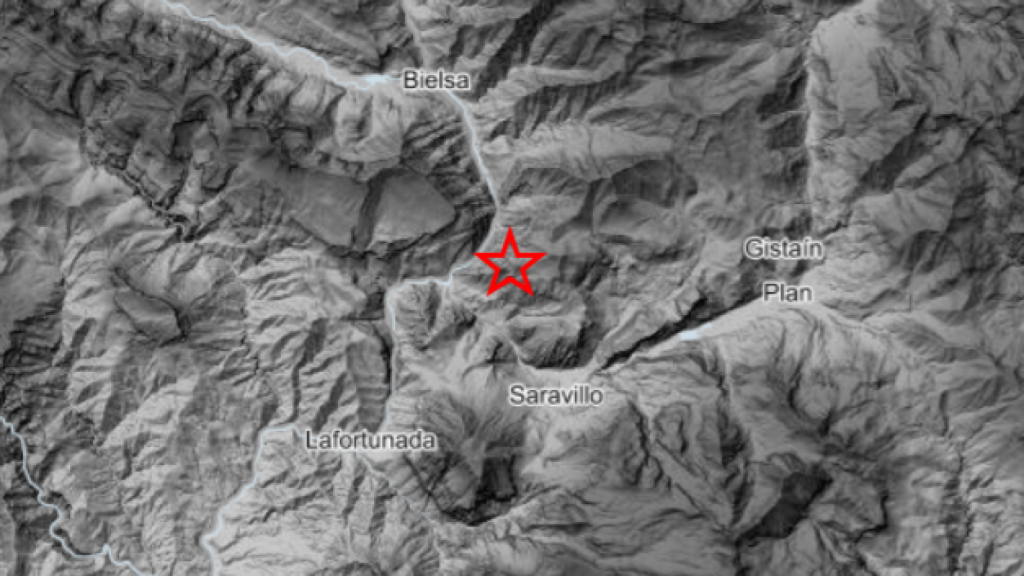 Epicentro del terremoto en Huesca.