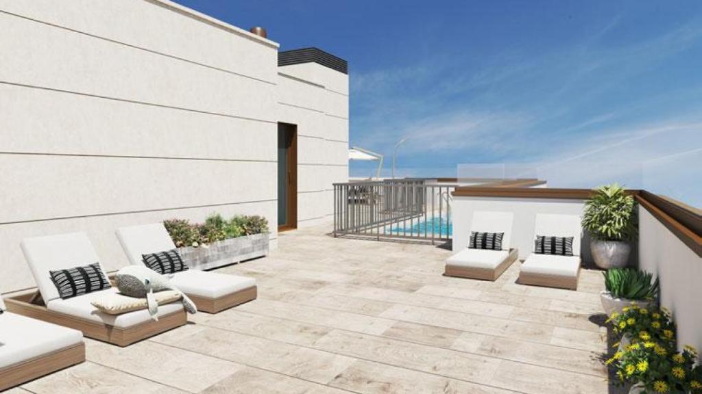 La piscina comunitaria, en la azotea del edificio.