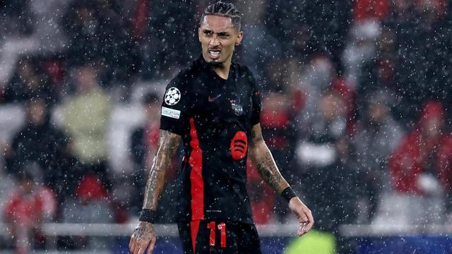Raphinha, en el partido ante el Benfica.