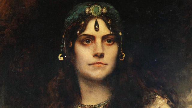 La cantante Rose Caron en el papel de 'Salambó', la ópera basada en la novela de Flaubert. Grabado de Antoine François Dezarrois a partir de un retrato de Léon Bonnat.