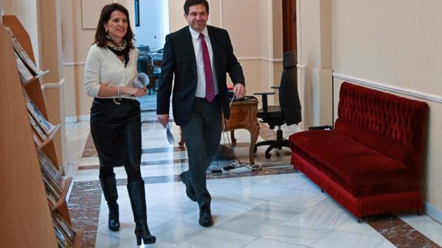 María Jesús Pelayo y Miguel Ángel Valverde este martes en la Diputación de Ciudad Real.