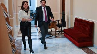 María Jesús Pelayo y Miguel Ángel Valverde este martes en la Diputación de Ciudad Real.