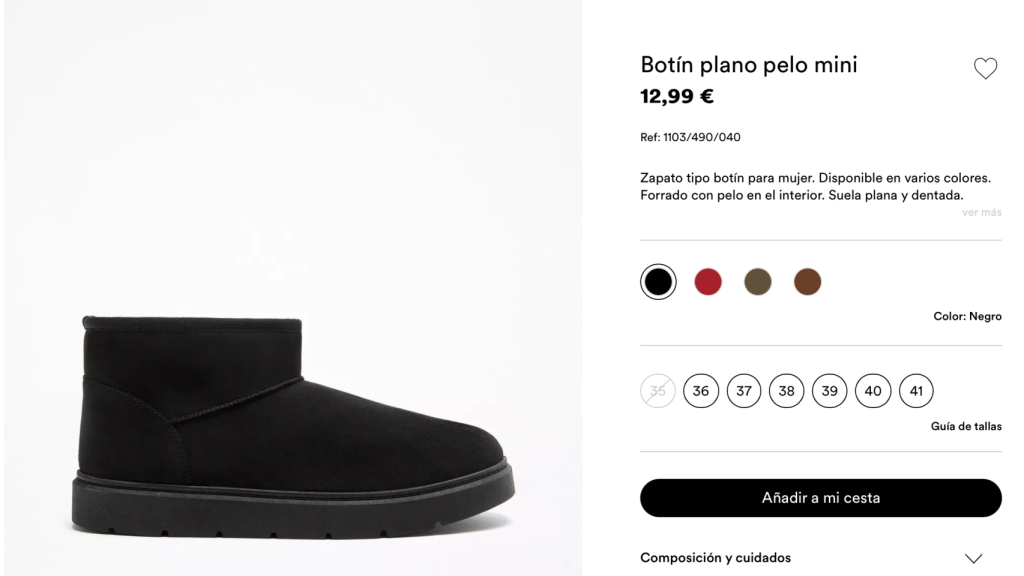 Botín plano pelo mini.