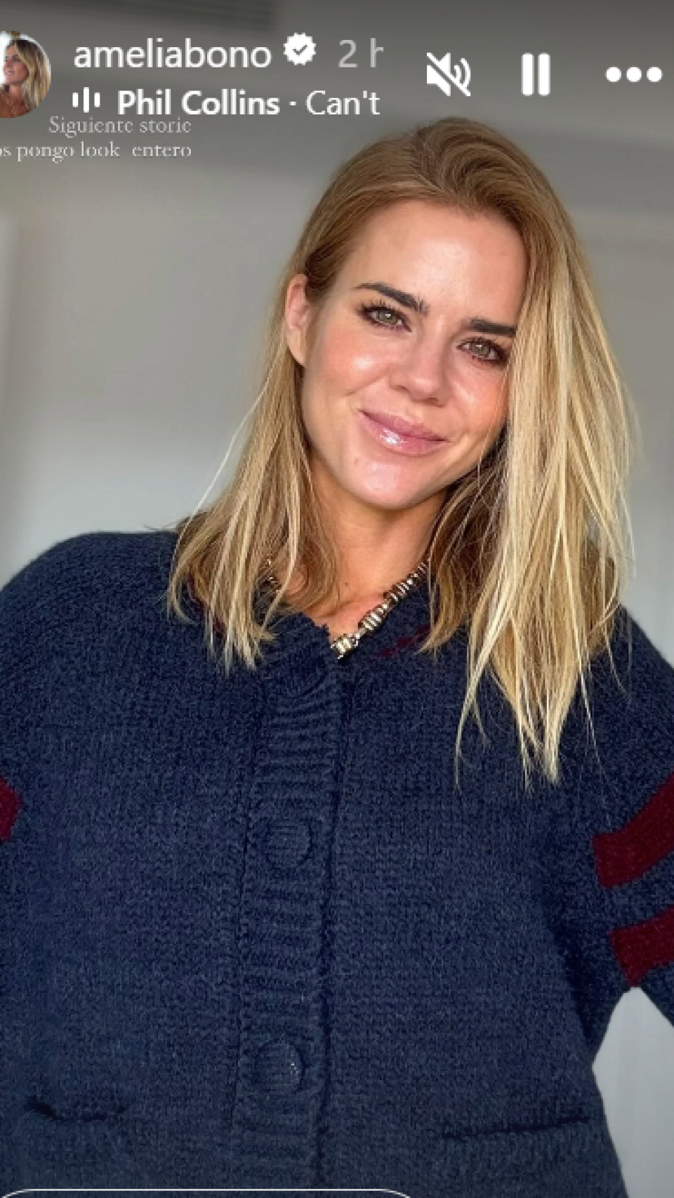 Amelia Bono, en un 'stories' de su Instagram.