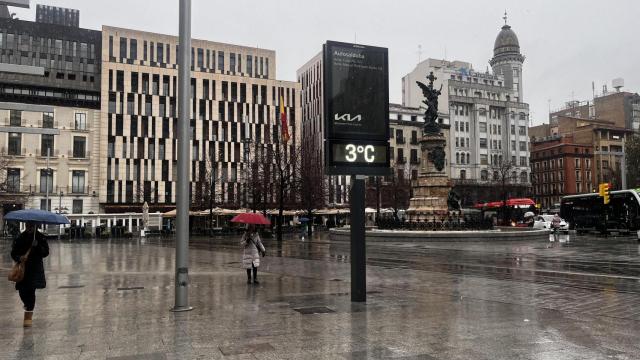 Un día de lluvia en Zaragoza.