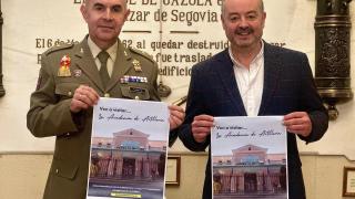 El concejal de Educación y Juventud, Sergio Calleja, y el Teniente coronel Luis Miguel Torres Sanz, subdirector y jefe de estudios de la Academia de Artillería, presentando las visitas guiadas