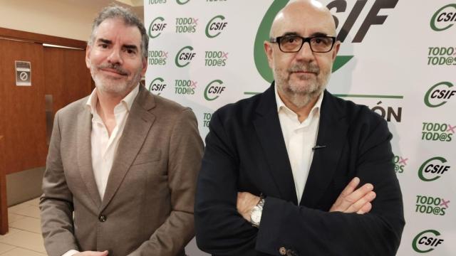 El presidente de CSIF Castilla y León, Benjamín Castro y el presidente nacional de CSIF, Miguel Borra