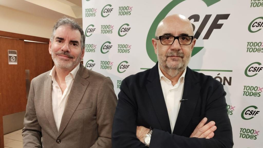 El presidente de CSIF Castilla y León, Benjamín Castro y el presidente nacional de CSIF, Miguel Borra
