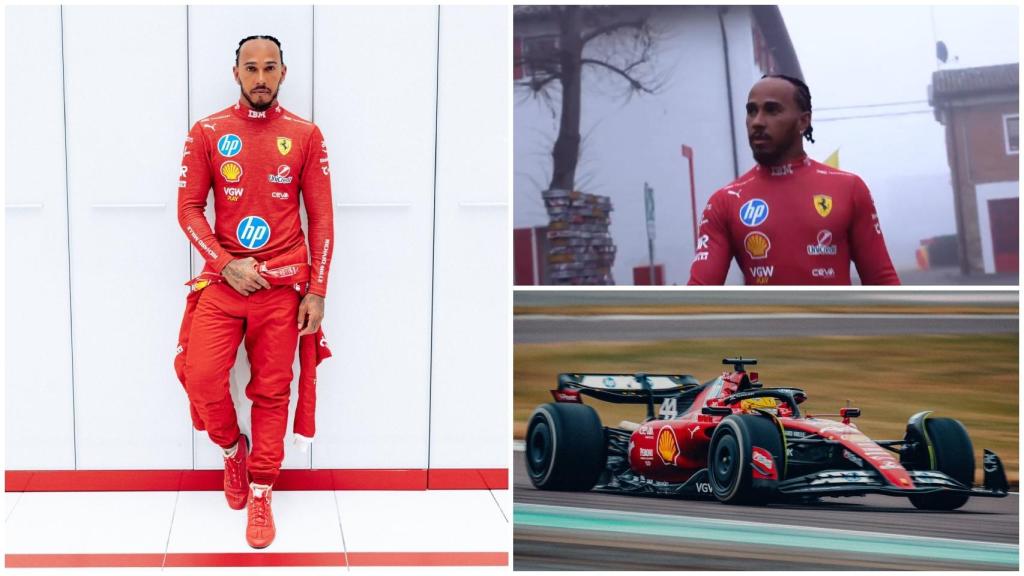 Lewis Hamilton, durante su primer día de pruebas con Ferrari