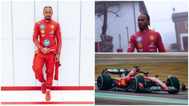 Lewis Hamilton, durante su primer día de pruebas con Ferrari