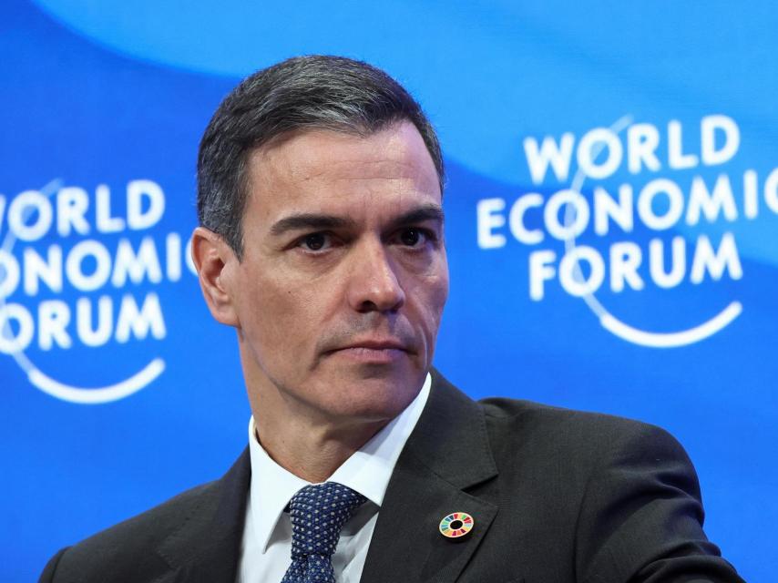 El presidente del Gobierno, Pedro Sánchez, durante su discurso de este miércoles en el foro económico de Davos.