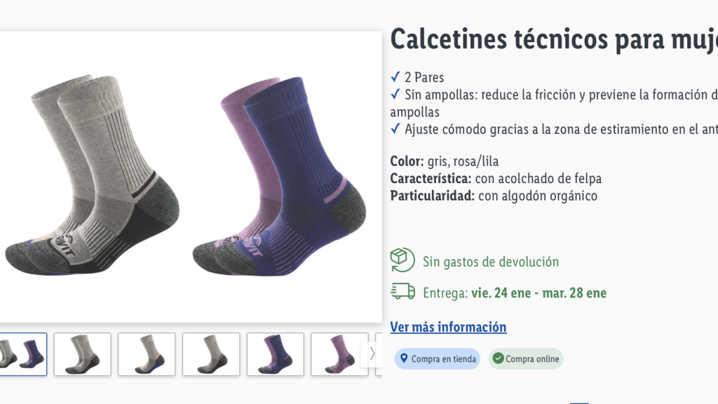 Calcetines técnicos para mujer.