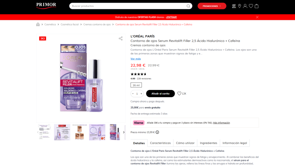 L'Oréal París Contorno de ojos Serum Revitalift Filler.