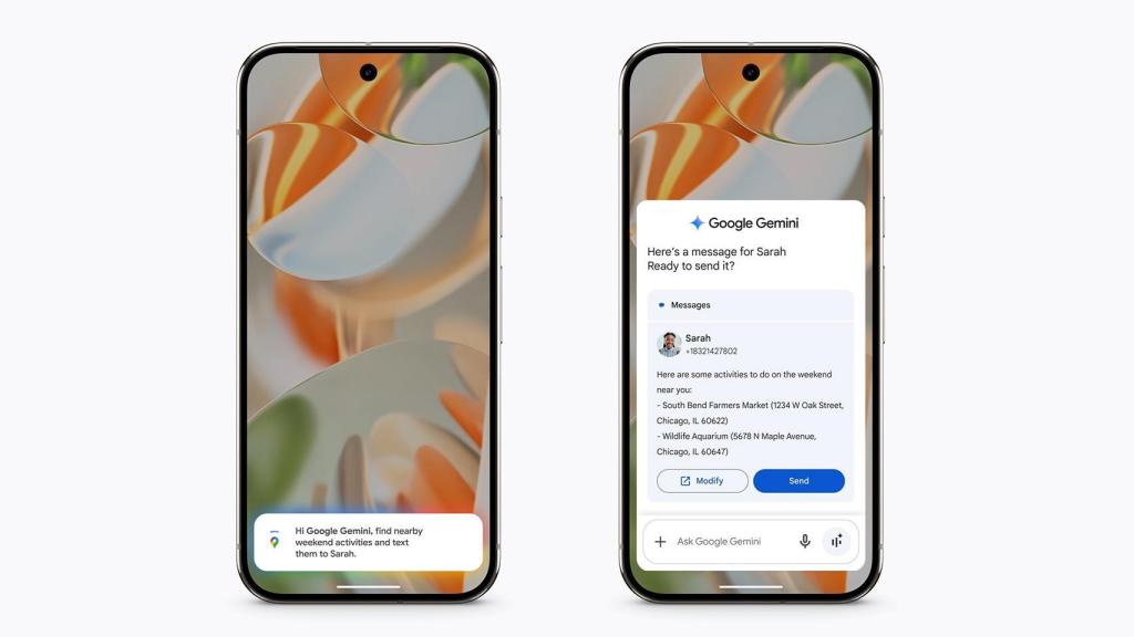 Envío de un mensaje en Mensajes de Google con Gemini