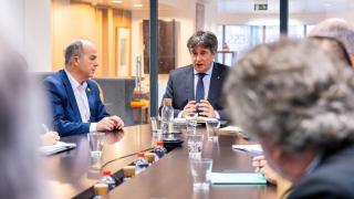 El presidente de Junts, Carles Puigdemont, en la reunión de la permanente del partido en Bruselas (Bélgica).