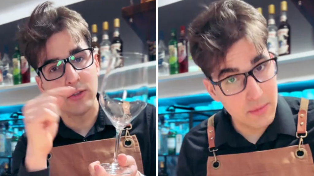 Un camarero español revela su técnica para conseguir llevar 6 copas o vasos sin meter los dedos en el interior: No pueden ir más seguras