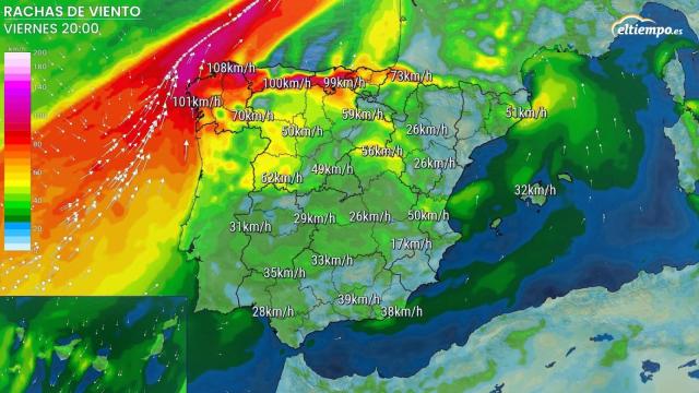 Rachas de viento previstas para la tarde del viernes.