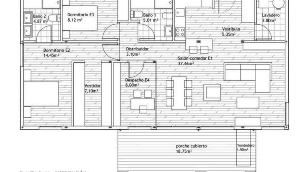 Plano de una vivienda modular de Home3.