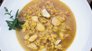 Arroz caldoso con bacalao