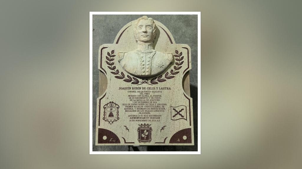 Astorga presenta una nueva placa en memoria del militar Joaquín Rubín de Celis y Lastra, figura relevante en el municipio