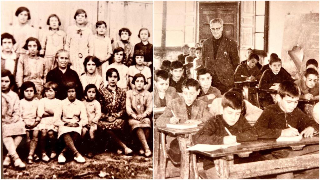 A la izquierda, Perseveranda Revilla, miembro de la primera generación de profesores. A la derecha, su hijo, Lino Merino, docente de la segunda generación.