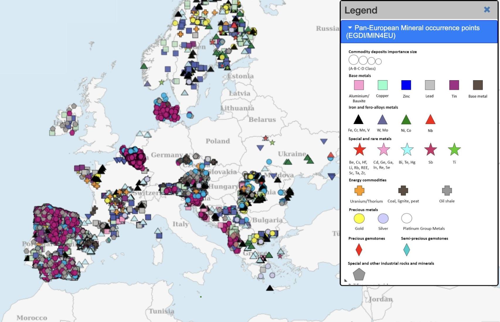 Recursos minerales en Europa.
