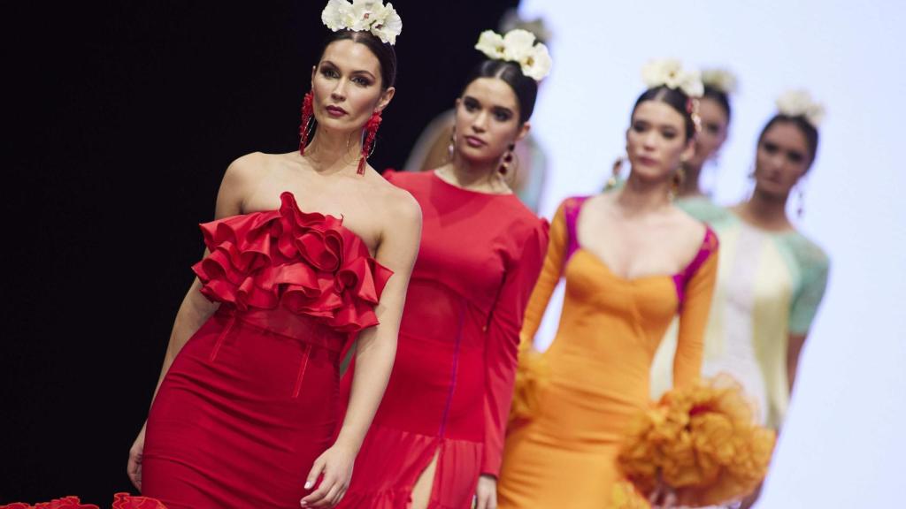 Un desfile de moda flamenca en una edición anterior de Simof.