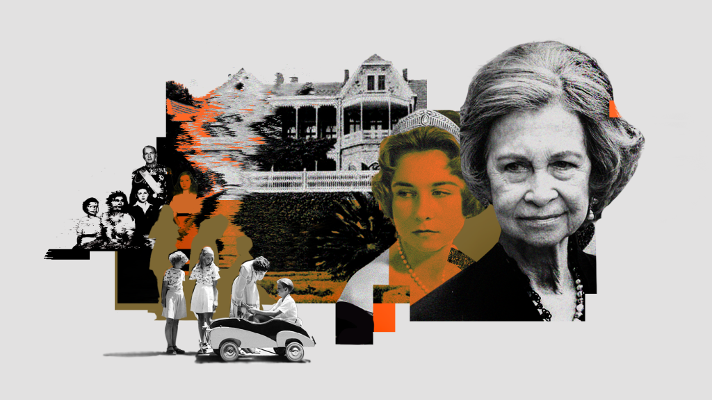 El Palacio de Tatoi y la Reina Sofía en distintas etapas.