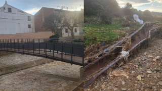 El antes y el después del puente en Herrera de los Navarros, tras la DANA.