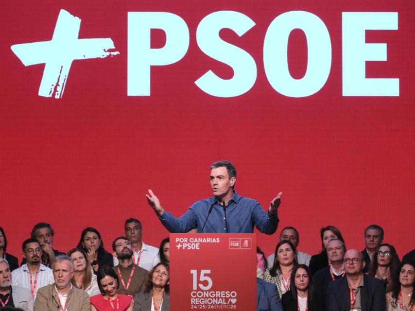 El presidente Pedro Sánchez, este domingo en el Congreso del PSOE de Canarias.