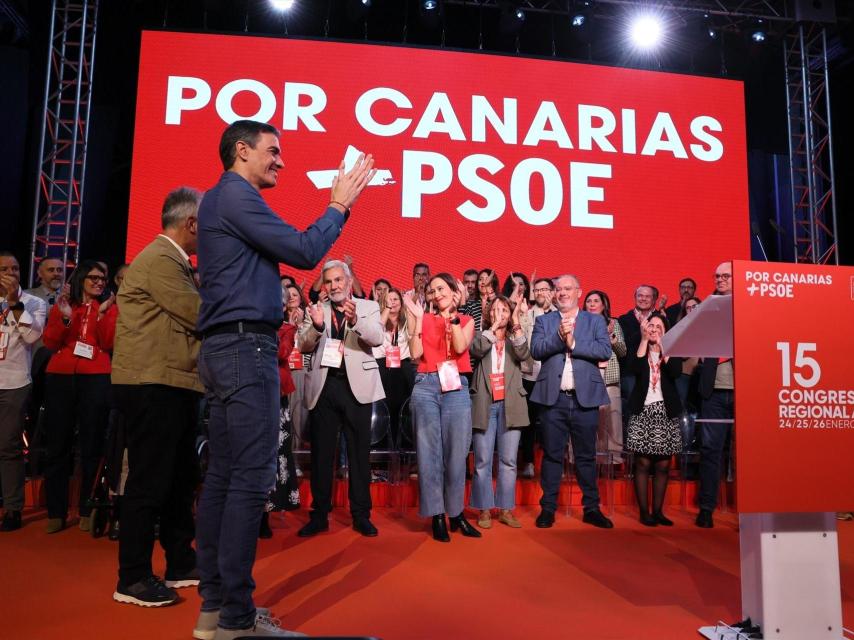 El presidente Pedro Sánchez, este domingo durante la clausura del Congreso del PSOE de Canarias.