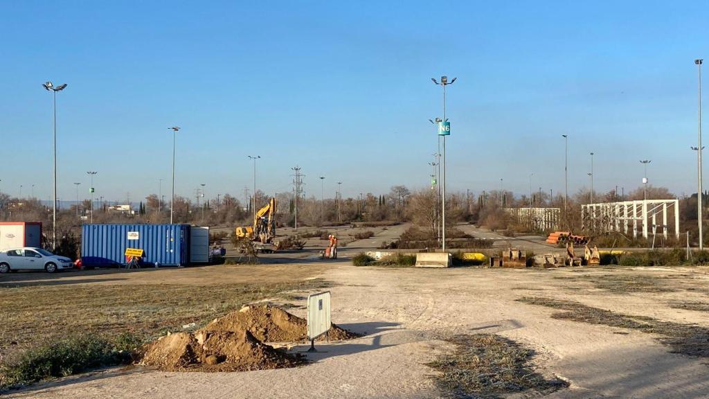 Obras en el Parking Norte de la Expo.