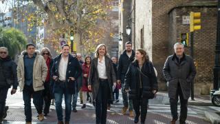 Pilar Alegría, a su llegada a la sede del PSOE-Aragón el pasado viernes.